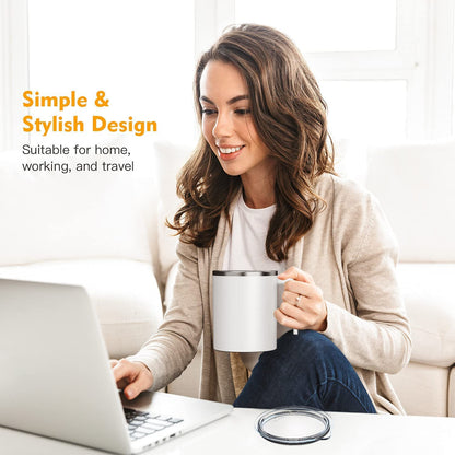 Self Stirring Coffee Mug 12.2 Oz, Electric Mixing Cup with Magnetic Stirrer & Anti-Sedimentation, Rechargeable Travel Mug for Coffee, Milk, Hot Cocoa (White)